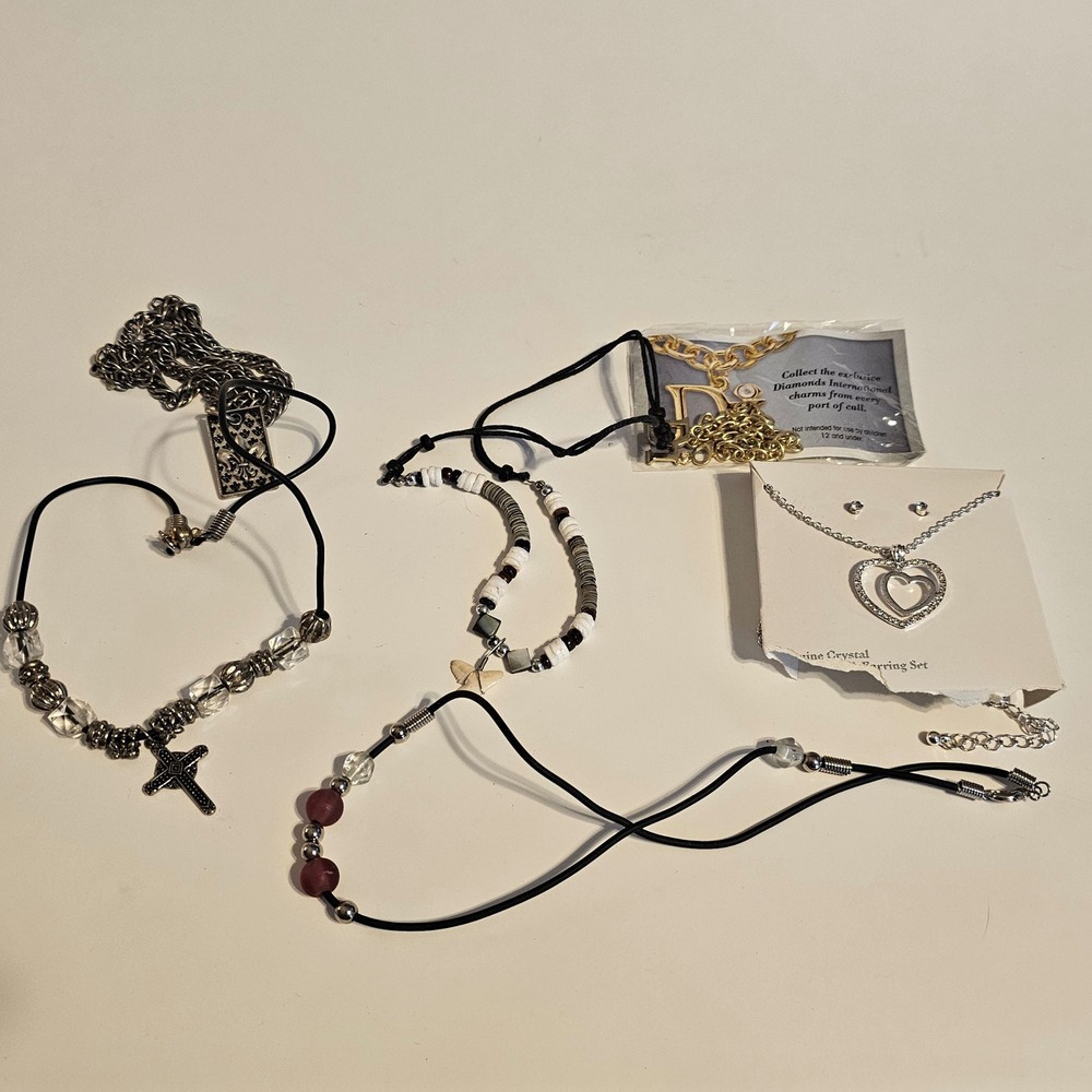 Mixed Necklace Lot 6+ Pieces Cord Beaded Pendant Fashion Jewelry Bundle‎